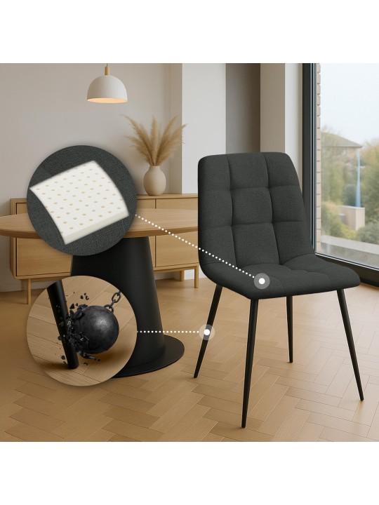 Cadeira de sala de jantar tecido Tilde, cinza escuro
