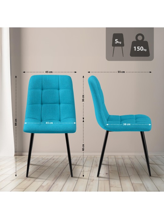 Cadeira de sala de jantar tecido Tilde, turquesa