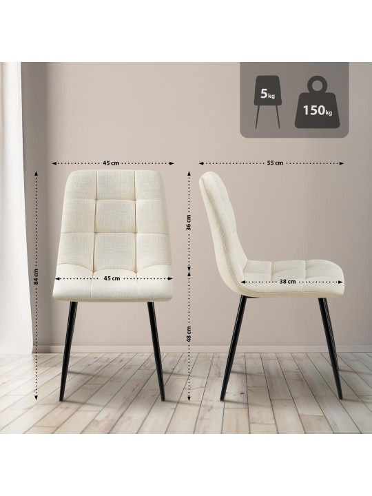 Conjunto de 2 cadeiras de jantar tecido Tilde, creme