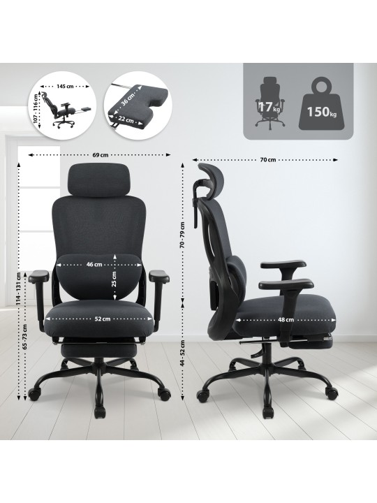 Cadeira de escritório Leesburg, preto/preto