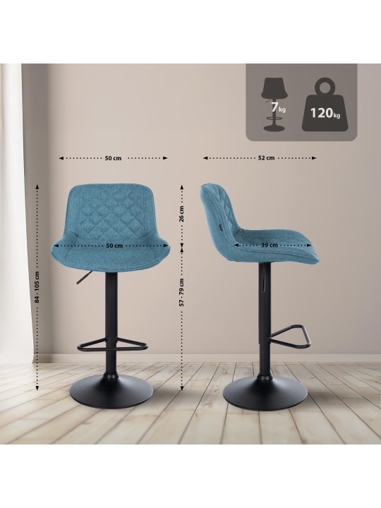 Conjunto de 2 bancos altos em tecido Kasson, azul Conjunto de 2 bancos altos em tecido Kasson, azul