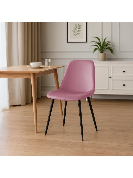 Cadeira de jantar de veludo Maryam, rosa