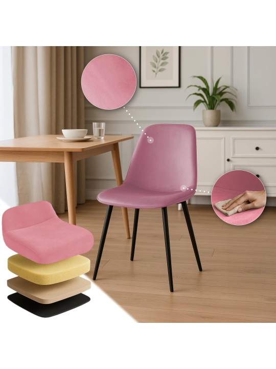 Cadeira de jantar de veludo Maryam, rosa