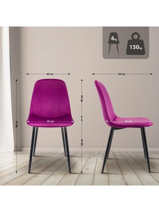 Cadeira de jantar de veludo Maryam, lilás