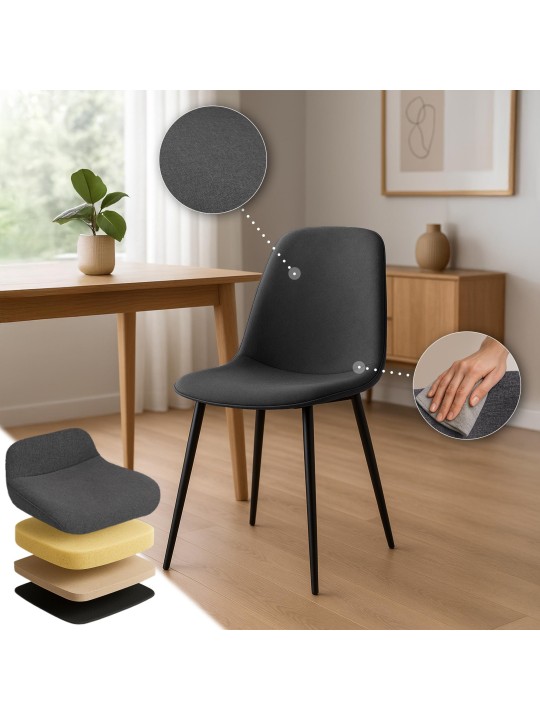 Cadeira da sala de jantar tecido Maryam, cinza escuro Cadeira da sala de jantar tecido Maryam, cinza escuro