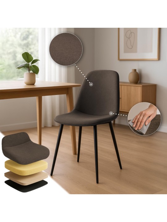 Cadeira da sala de jantar tecido Maryam, castanho Cadeira da sala de jantar tecido Maryam, castanho