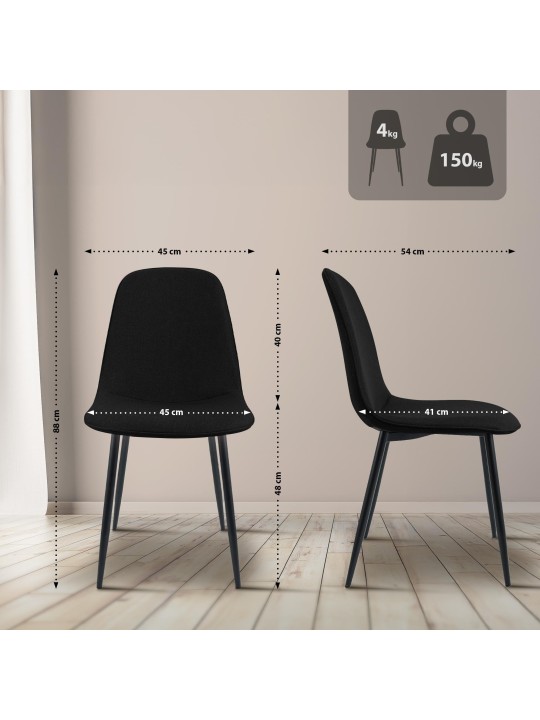 Cadeira da sala de jantar tecido Maryam, preto Cadeira da sala de jantar tecido Maryam, preto