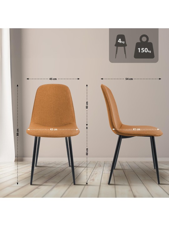 Cadeira da sala de jantar tecido Maryam, laranja