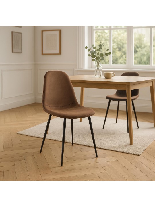 Cadeira de jantar vintage Napier em couro sintético, castanho