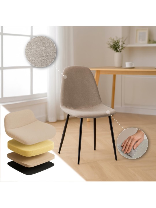 Cadeira de jantar em tecido Napier, creme