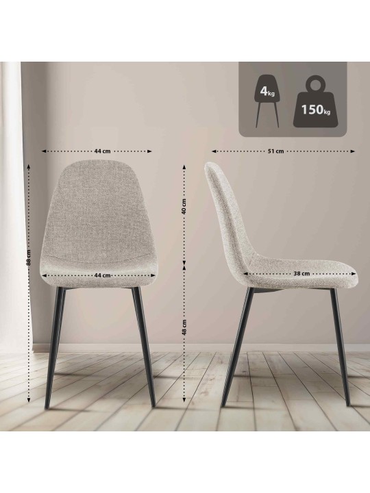 Cadeira de jantar em tecido Napier, creme