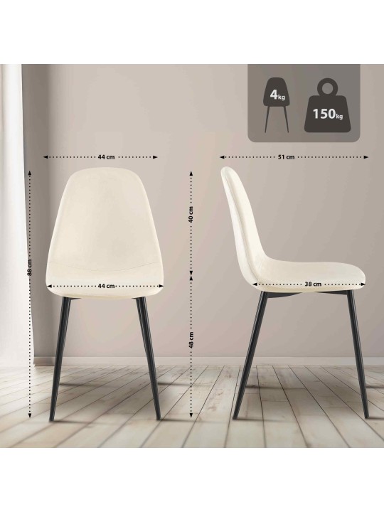 Cadeira de jantar de veludo Napier, creme Cadeira de jantar de veludo Napier, creme