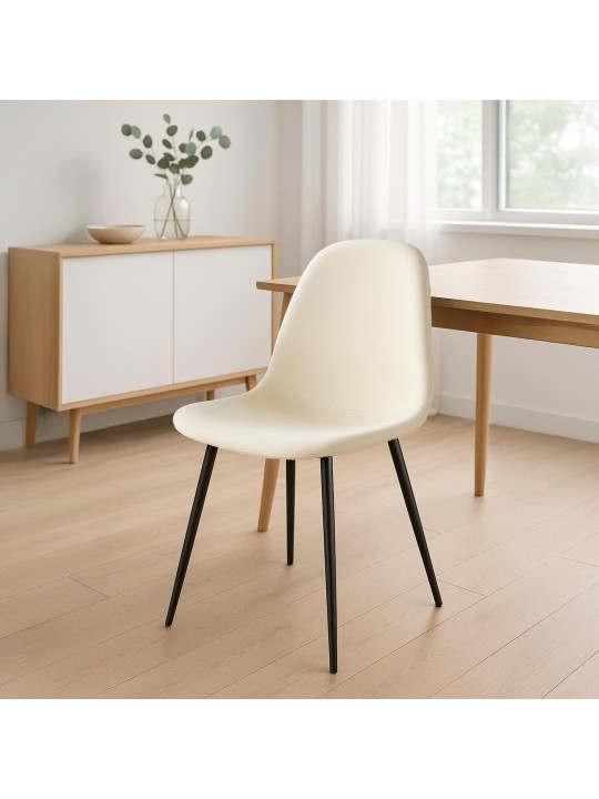 Cadeira de jantar de veludo Napier, creme Cadeira de jantar de veludo Napier, creme