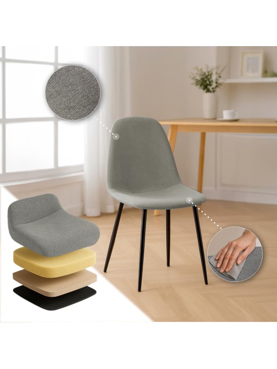 Cadeira de jantar em tecido Napier, cinza claro