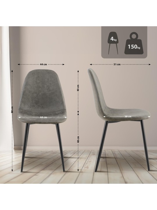 Cadeira de jantar vintage Napier em couro sintético, cinza escuro