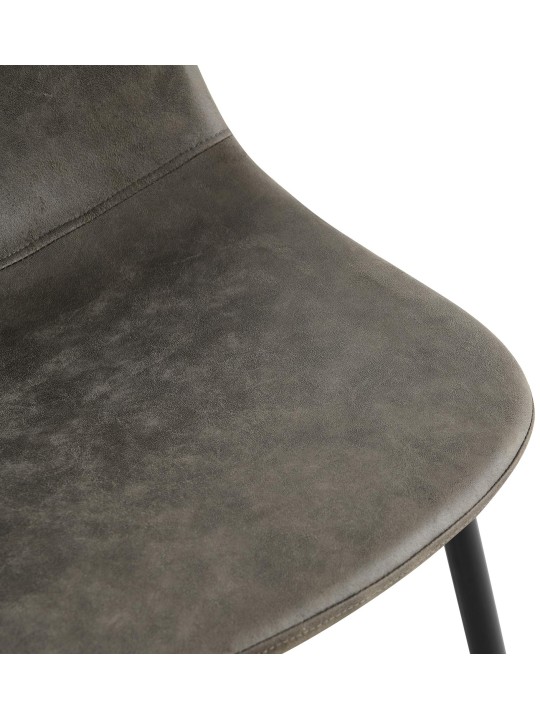 Cadeira de jantar vintage Napier em couro sintético, cinza escuro
