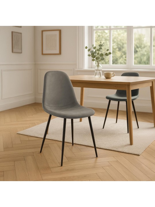 Cadeira de jantar vintage Napier em couro sintético, cinza escuro