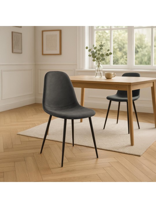 Cadeira de jantar vintage Napier em couro sintético, preto