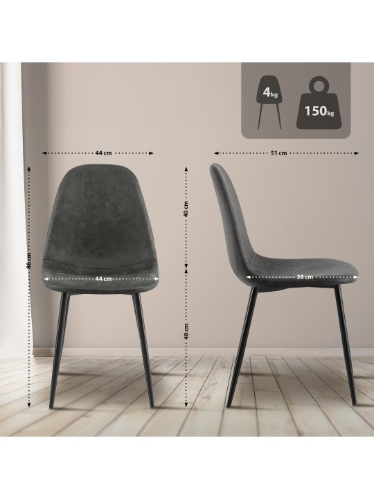 Cadeira de jantar vintage Napier em couro sintético, preto