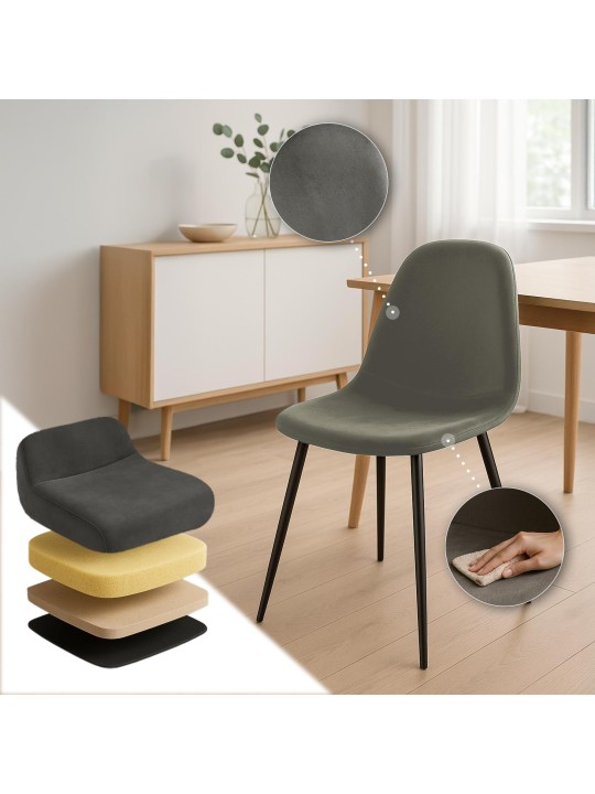 Cadeira de jantar de veludo Napier, antracite