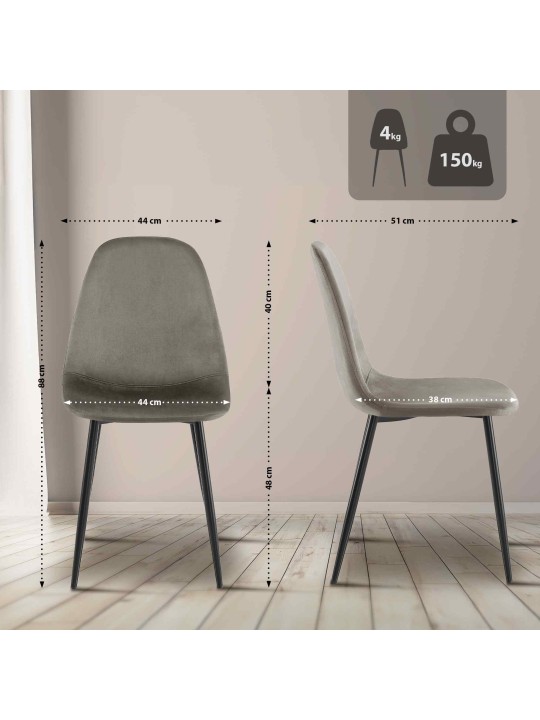 Cadeira de jantar de veludo Napier, antracite