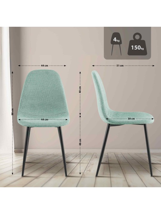 Cadeira de jantar em tecido Napier, verde claro Cadeira de jantar em tecido Napier, verde claro