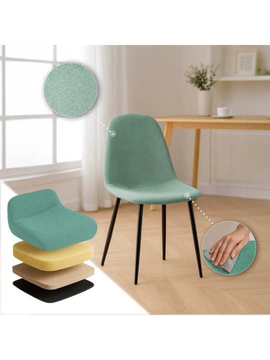 Cadeira de jantar em tecido Napier, verde claro Cadeira de jantar em tecido Napier, verde claro