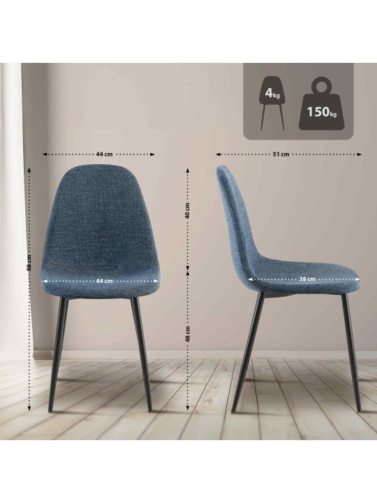 Cadeira de jantar em tecido Napier, azul escuro