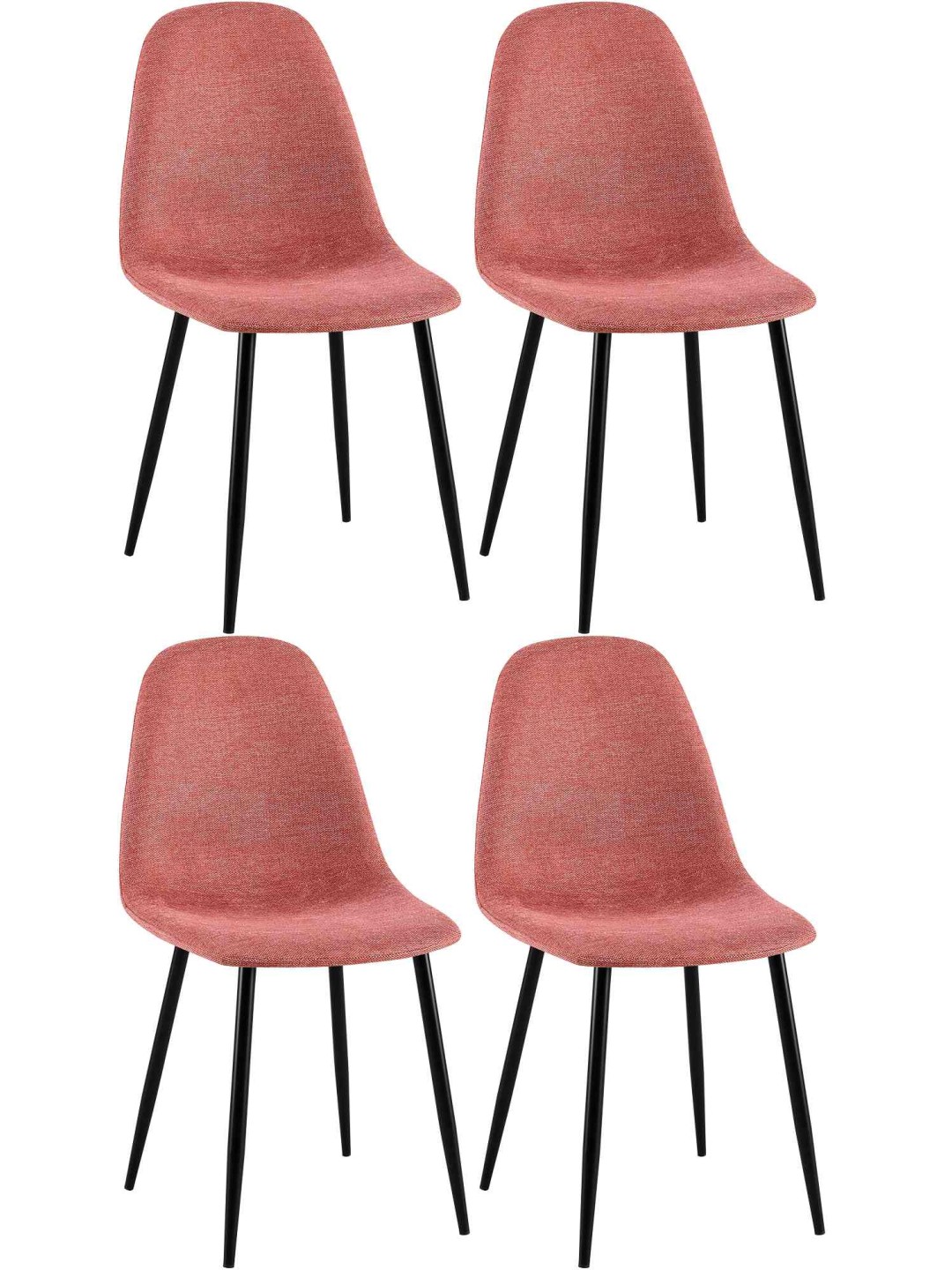 Conjunto de 4 cadeiras de jantar em tecido Napier, laranja