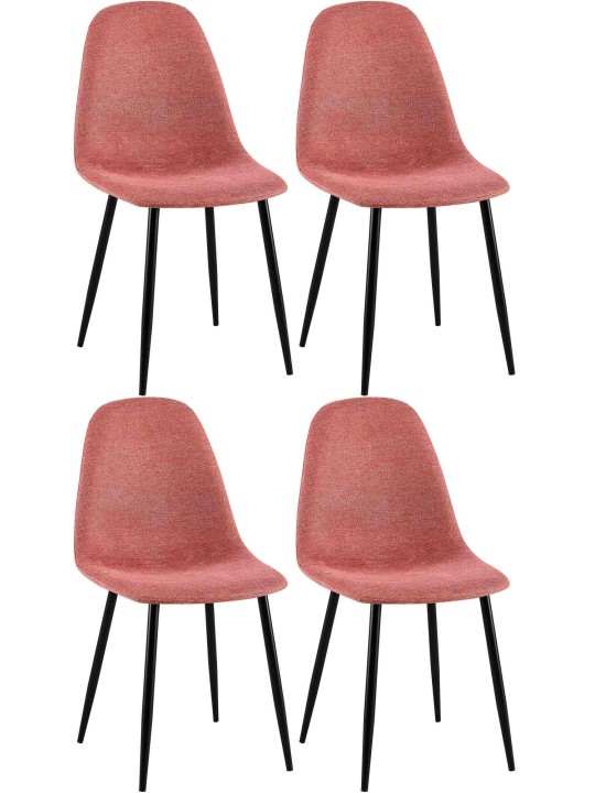 Conjunto de 4 cadeiras de jantar em tecido Napier, laranja