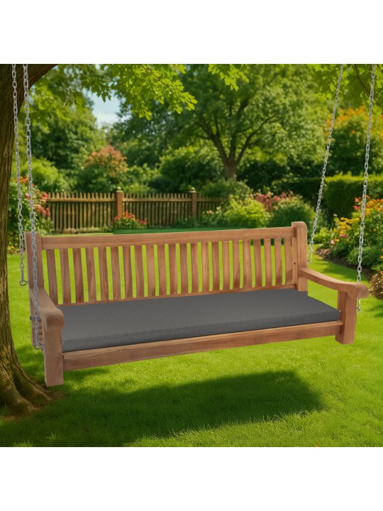 Banco de balanço Joyce com almofada de assento 180 cm + teca, cinza escuro