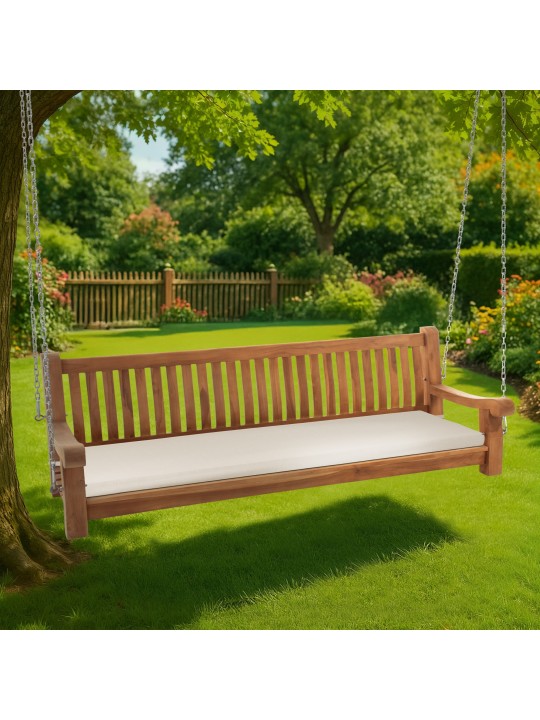 Banco de balanço Joyce com almofada de assento 200 cm + teca, creme Banco de balanço Joyce com almofada de assento 200 cm + teca, creme