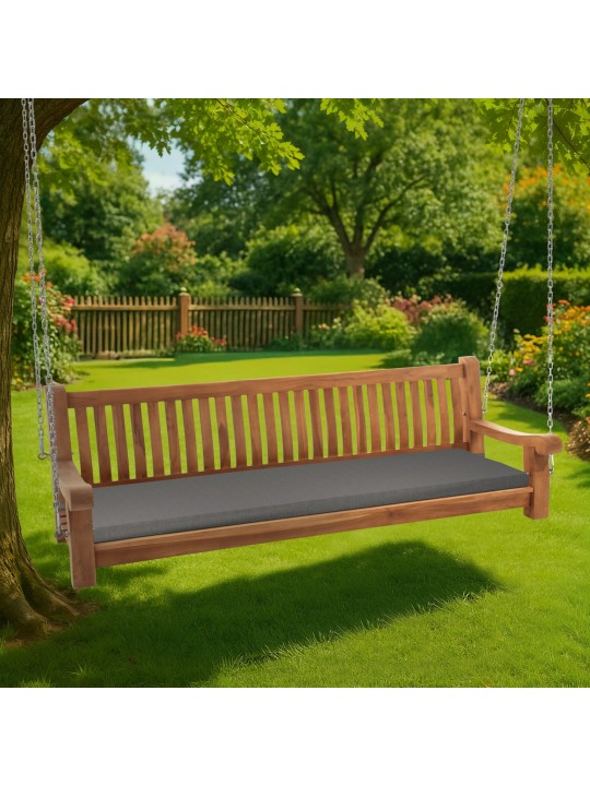 Banco de balanço Joyce com almofada de assento 200 cm + teca, cinza escuro