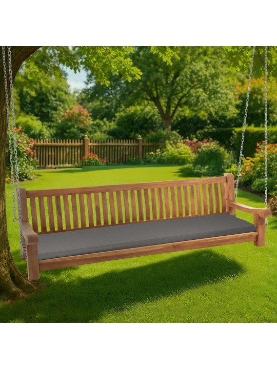 Banco de balanço Joyce com almofada de assento 220 cm + teca, cinza escuro
