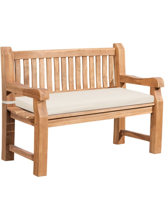 Banco de teca Jackson com almofada de assento 120 cm + teca, creme
