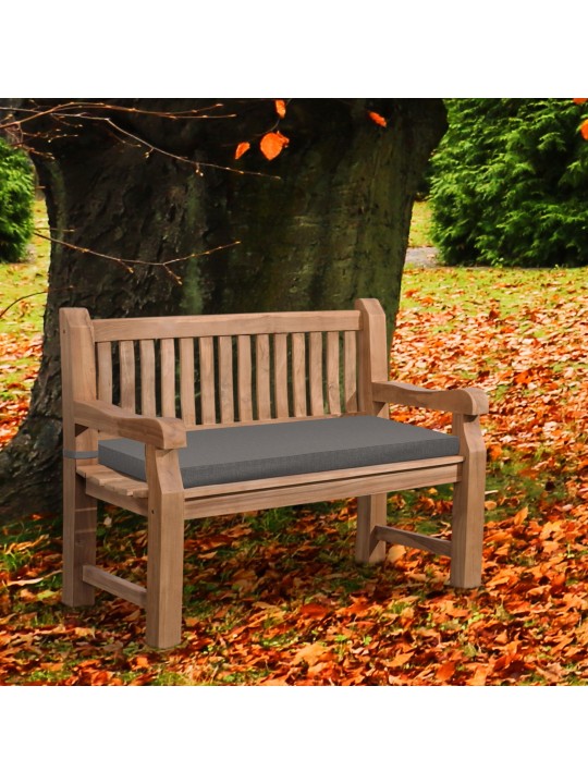 Banco de teca Jackson com almofada de assento 120 cm + teca, cinza escuro Banco de teca Jackson com almofada de assento 120 cm + teca, cinza escuro