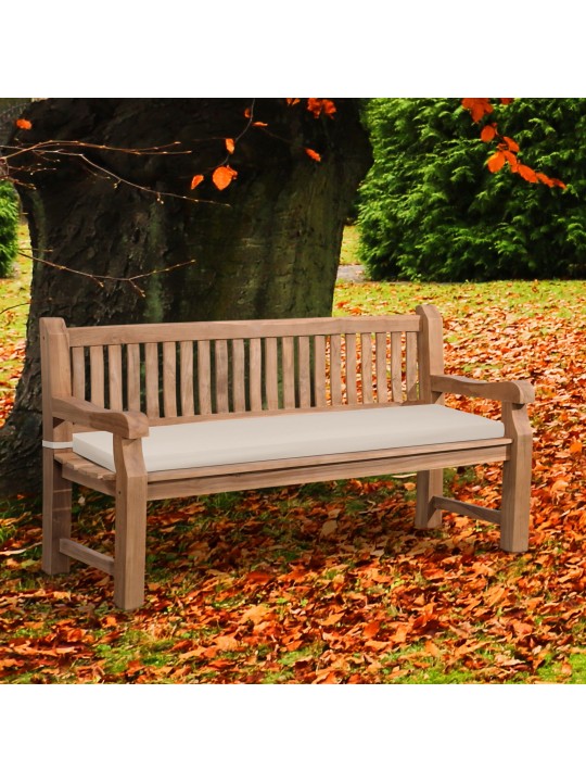 Banco de teca Jackson com almofada de assento 180 cm + teca, creme Banco de teca Jackson com almofada de assento 180 cm + teca, creme