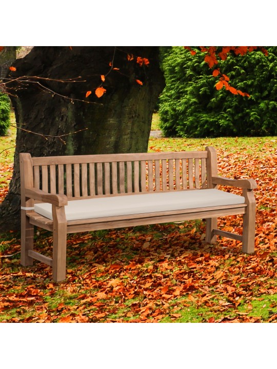 Banco de teca Jackson com almofada de assento 200 cm + teca, creme Banco de teca Jackson com almofada de assento 200 cm + teca, creme