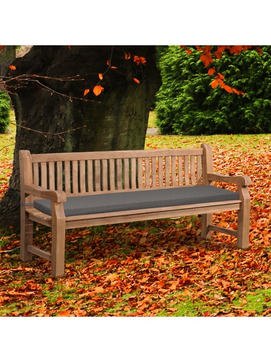 Banco de teca Jackson com almofada de assento 200 cm + teca, cinza escuro