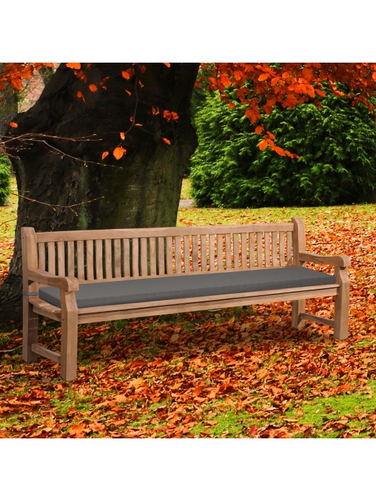 Banco de teca Jackson com almofada de assento 240 cm + teca, cinza escuro Banco de teca Jackson com almofada de assento 240 cm + teca, cinza escuro