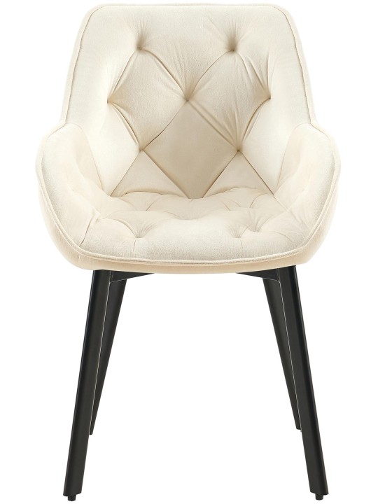 Conjunto de 2 cadeiras de jantar Antigo veludo, creme