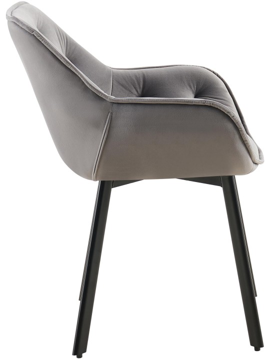 Conjunto de 2 cadeiras de jantar Antigo veludo, cinza escuro Conjunto de 2 cadeiras de jantar Antigo veludo, cinza escuro