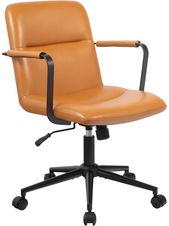Cadeira de escritório Hilda couro verdadeiro, castanho
