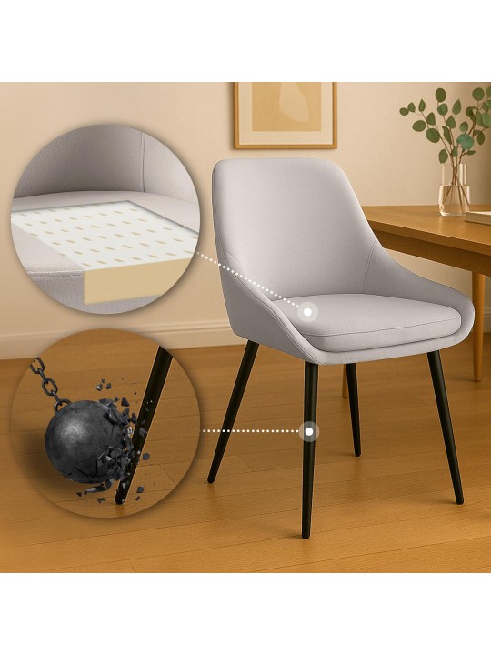 Conjunto de 2 cadeiras de jantar em veludo Elmira, cinza