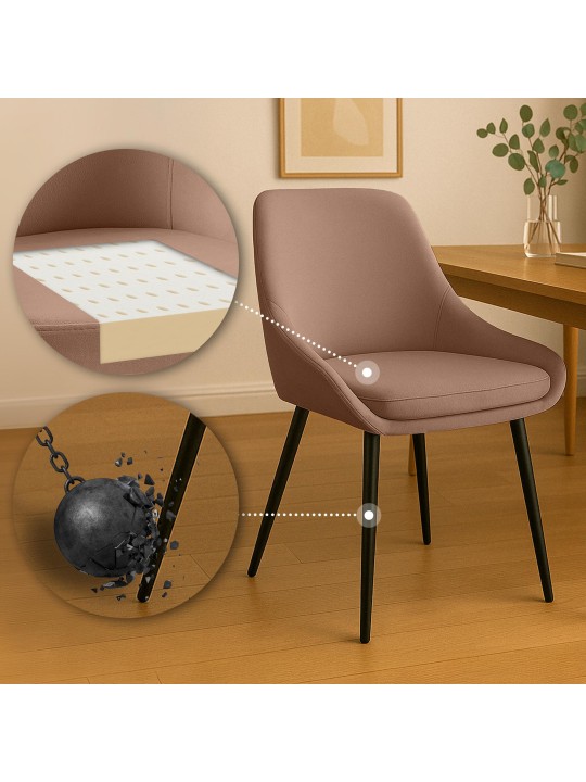 Conjunto de 2 cadeiras de jantar em veludo Elmira, castanho