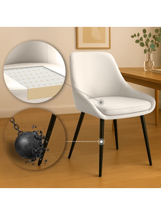 Conjunto de 2 cadeiras de jantar em veludo Elmira, creme