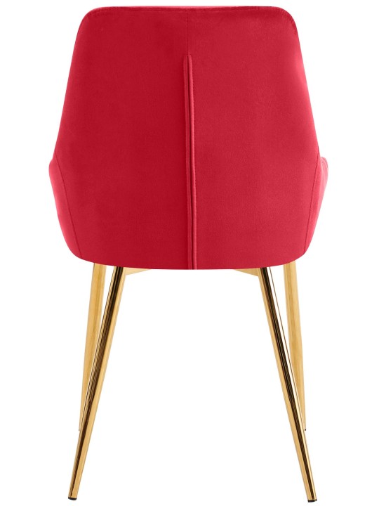 Conjunto de 2 cadeiras de sala de jantar Elmira veludo dourado, vermelho Conjunto de 2 cadeiras de sala de jantar Elmira veludo dourado, vermelho