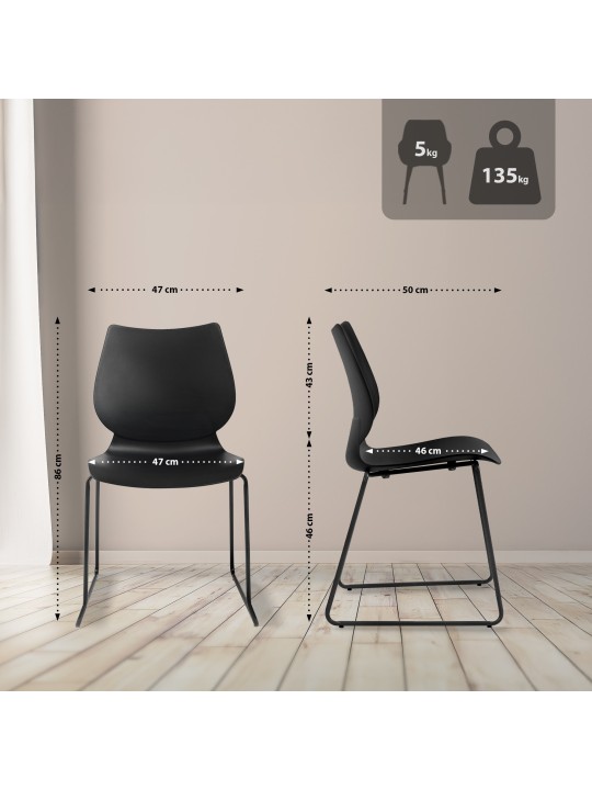 Conjunto de 2 cadeiras Houma, preto Conjunto de 2 cadeiras Houma, preto