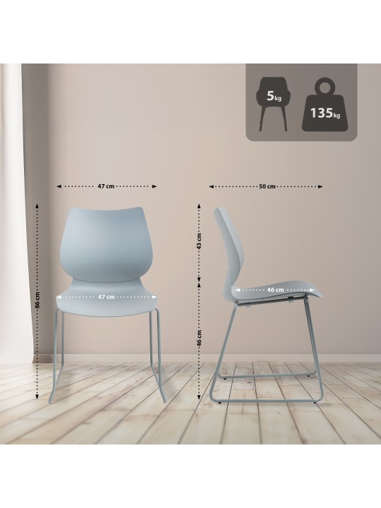 Conjunto de 2 cadeiras Houma, cinza