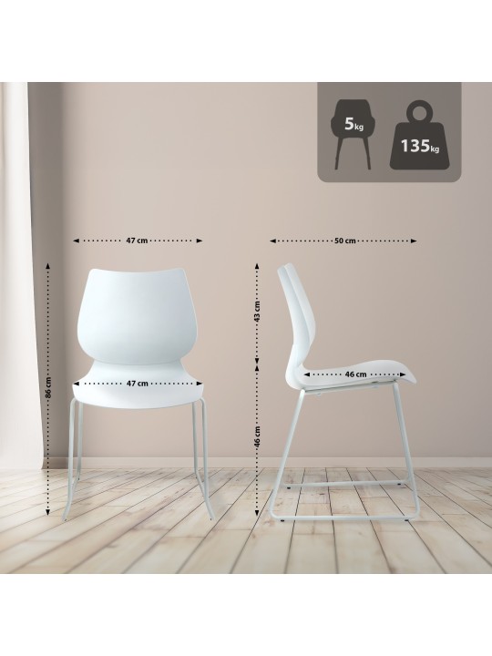 Conjunto de 2 cadeiras Houma, branco